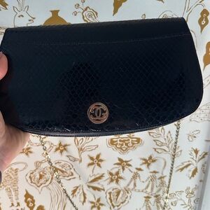 Vintage blue lizard or python Leather Clutch